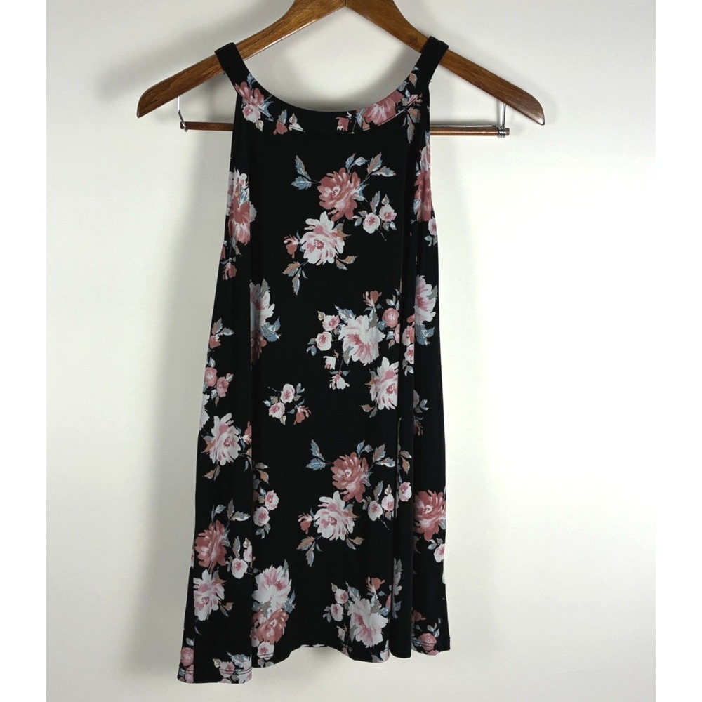 Torrid Women's Size 2 Black Floral Halter Neck Tunic Blouse Plus Size 2X Boho